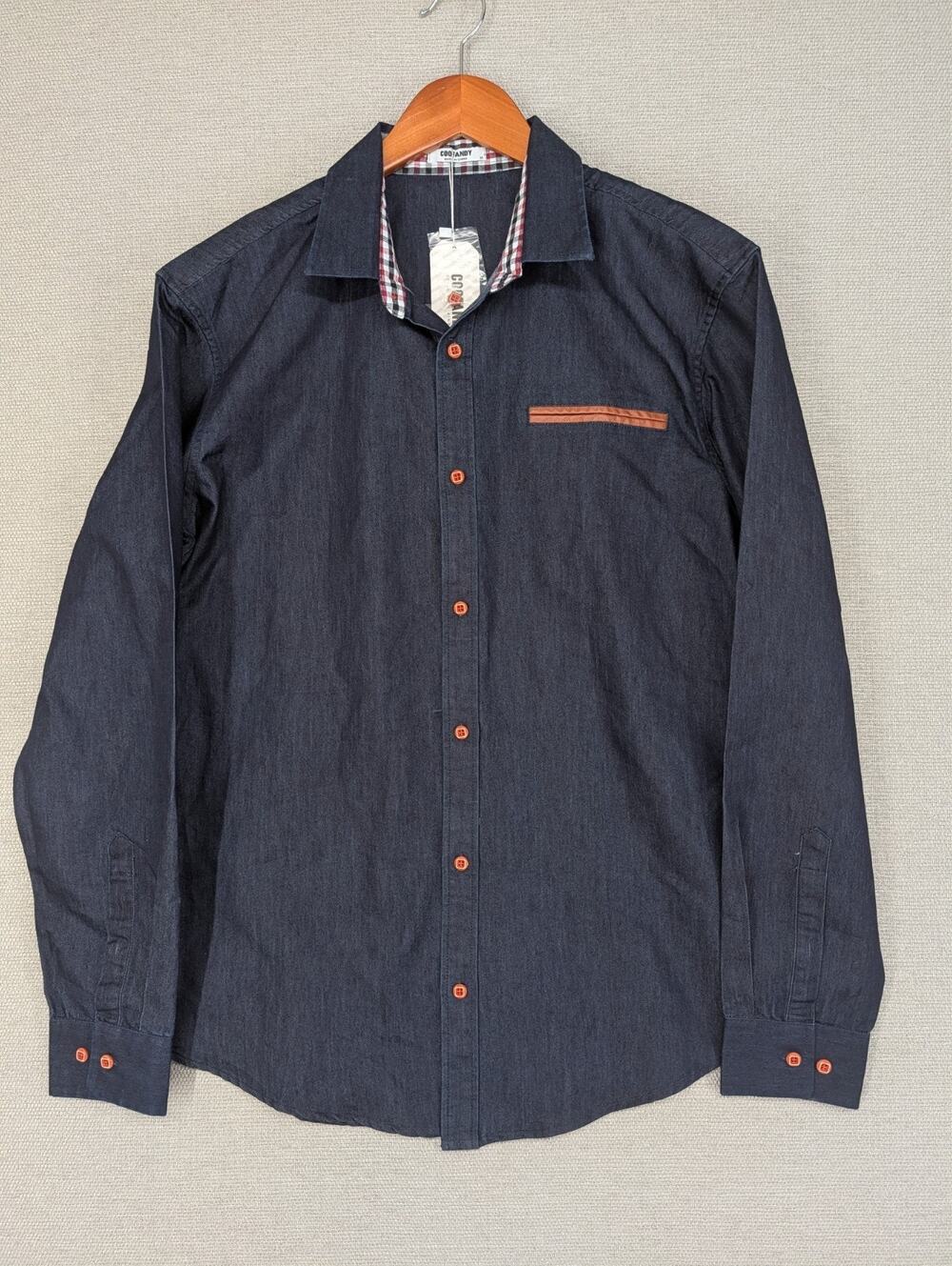 Coofandy Blue Long Sleeve Button-Down Casual Shirt Size Medium
